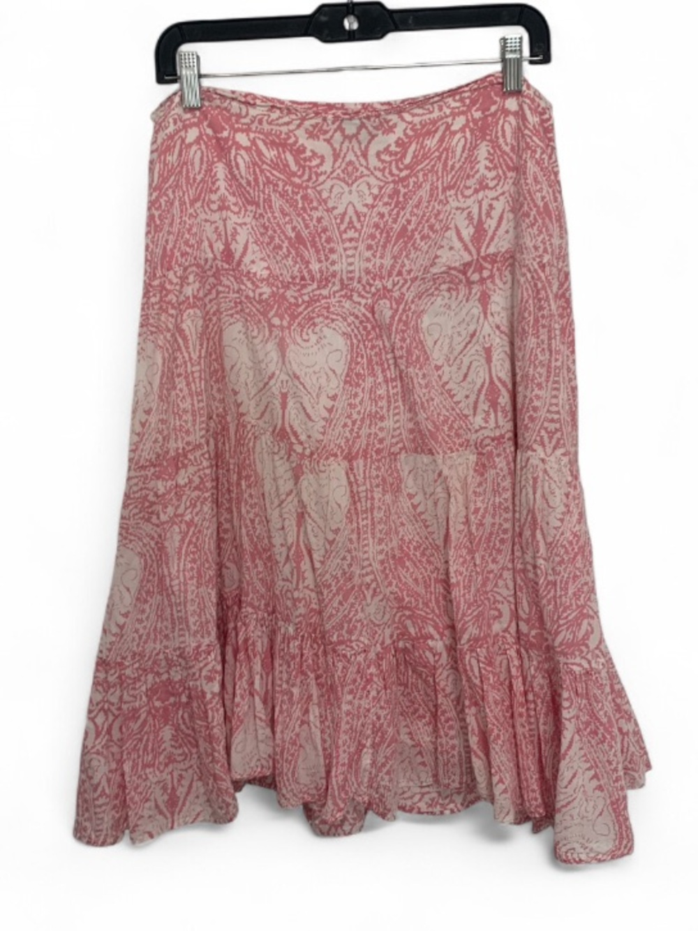 Y2K Forever 21 Pink Paisley Boho Tiered MIDI Skirt